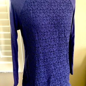 LOFT Womens overlay front 3/4 sleeve shirt.